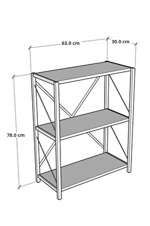 CMK Store Metal Kitaplık 3 Raflı Dekoratif Kitaplık TV Ünitesi Raf Beyaz