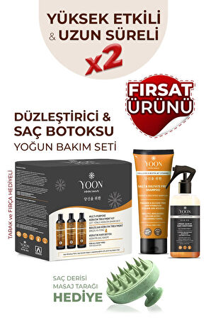 3'lü Uzun Süren Düzleştirici & Saç Botoxu Kiti, Tuzsuz Şampuan 250ml Saç Spreyi 250ml Saç Bakım Seti