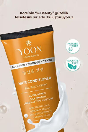 2'li Biotin B7 ve Kolajen İçeren Vegan Saç Kremi Besleyici ve Onarıcı Saç Bakım Kremi 2 Adet x 200ml