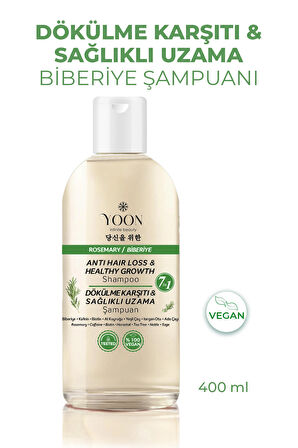 Saç Dökülme Karşıtı, Sağlıklı Hızlı Saç Uzatma, Uniseks, 7 Aktifli Biberiyeli Tuzsuz Şampuan 400ml