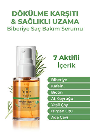 Saç Dökülme Karşıtı, Hızlı Saç Uzamasına Yardımcı 7 Aktifli Biberiyeli Saç ve Saç Derisi Serumu 50ml