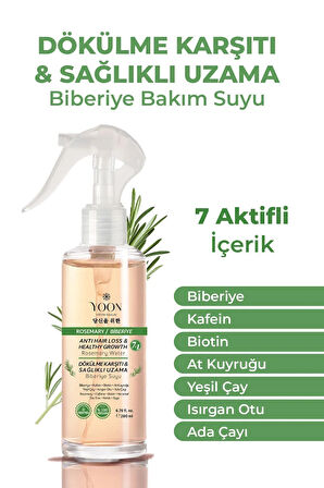 Saç Dökülme Karşıtı,Sağlıklı Hızlı Saç Uzamasına Yardımcı 7 Aktifli Biberiyeli Saç Bakım Suyu 200 ml