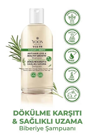 2'li Set Saç Dökülme Karşıtı, Sağlıklı Hızlı Saç Uzatma, 7 Aktifli Biberiyeli Tuzsuz Şampuan 2x400ml