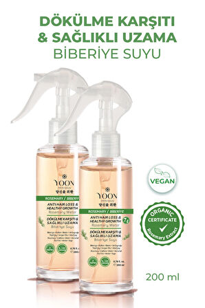 2'li Set Saç Dökülme Karşıtı,Sağlıklı Hızlı Saç Uzatma, 7 Aktifli Biberiyeli Saç Bakım Suyu 2x200 ml