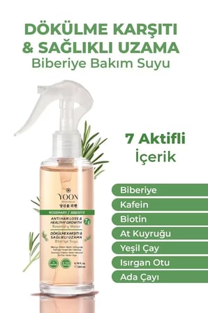 2'li Set Saç Dökülme Karşıtı, Hızlı Uzama, 7 Aktifli Biberiyeli Saç Bakım Suyu 200ml & Şampuan 400ml