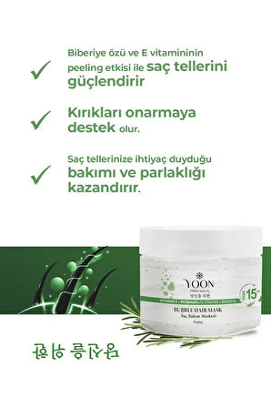 2'li Biberiye Saç Maskesi, E Vitamin & Peeling Etkili, Saç Tellerini Güçlendirir ve Kırıkları Onarır