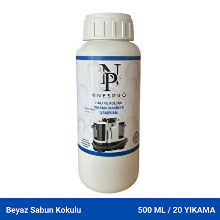 Nespro Halı ve Koltuk Yıkama Makinesi Şampuanı/Deterjanı - Beyaz Sabun Kokulu Köpüksüz 500 Ml