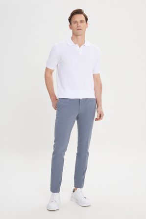 Slim Fit Dar Kesim Yan Cepli Pamuklu Esnek Armürlü Pantolon