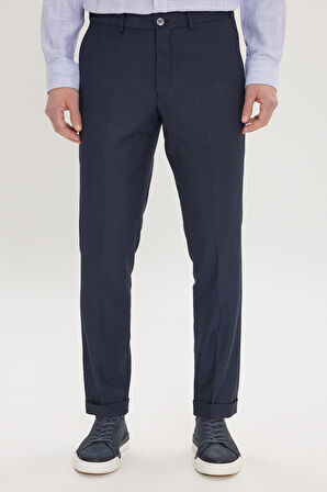 Slim Fit Dar Kesim Kuş Gözü Desenli Esnek Beli Lastikli Bağlamalı Pantolon