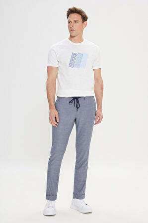 Slim Fit Dar Kesim Yan Cepli Beli Bağlamalı Desenli Pantolon