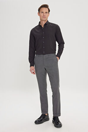 Slim Fit Dar Kesim Kuş Gözü Desenli Esnek Beli Lastikli Bağlamalı Pantolon