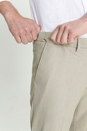 Comfort Fit Rahat Kesim Yan Cepli Desenli Beli Lastikli Pantolon