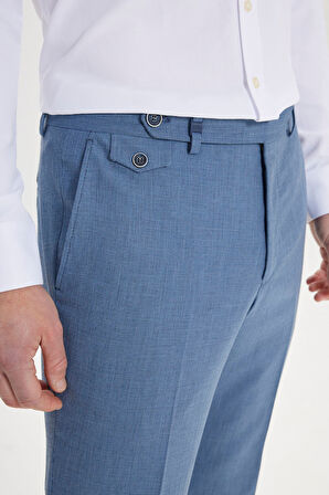 Slim Fit Dar Kesim Desenli Yünlü Yan Cepli Pantolon