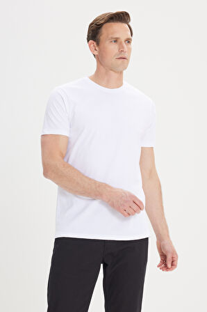 Slim Fit Dar Kesim Pamuklu Bisiklet Yaka Tişört