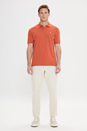 Slim Fit Dar Kesim %100 Pamuk Jakarlı Polo Yaka Tişört