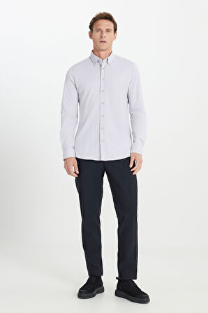 Comfort Fit Rahat Kesim Düğmeli Yaka Pamuklu Gömlek