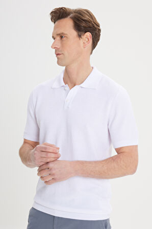 Standart Fit Normal Kesim %100 Pamuklu Jakarlı Polo Yaka Triko Tişört