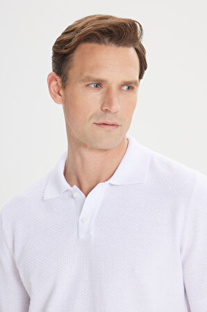 Standart Fit Normal Kesim %100 Pamuklu Jakarlı Polo Yaka Triko Tişört