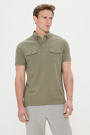 Slim Fit Dar Kesim %100 Pamuk Polo Yaka Tişört