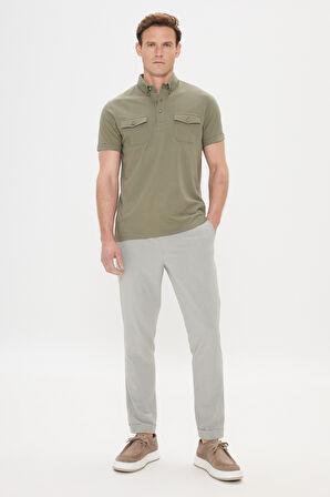 Slim Fit Dar Kesim %100 Pamuk Polo Yaka Tişört