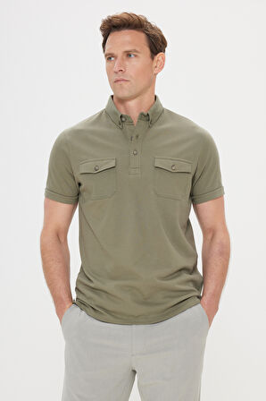 Slim Fit Dar Kesim %100 Pamuk Polo Yaka Tişört