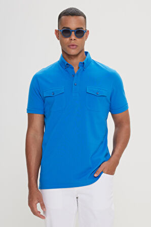 Slim Fit Dar Kesim %100 Pamuk Polo Yaka Tişört