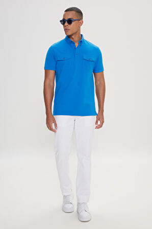 Slim Fit Dar Kesim %100 Pamuk Polo Yaka Tişört