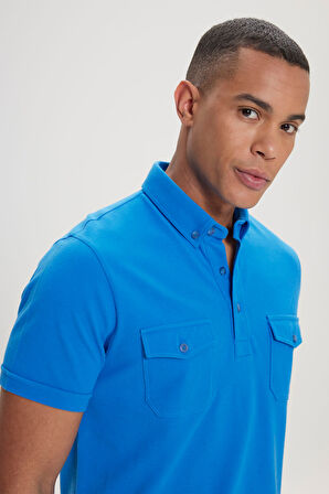 Slim Fit Dar Kesim %100 Pamuk Polo Yaka Tişört