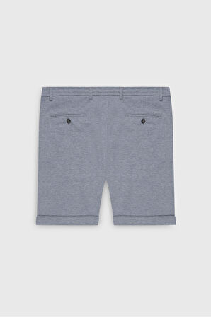 Slim Fit Dar Kesim Yan Cepli Gofre Desenli Şort