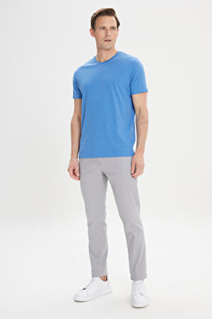 Slim Fit Dar Kesim %100 Pamuk Bisiklet Yaka Tişört