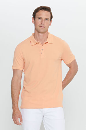 Slim Fit Dar Kesim Polo Yaka Baskılı Pamuklu Tişört