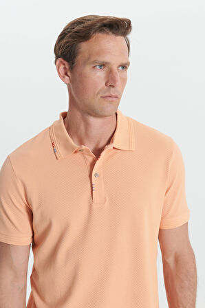 Slim Fit Dar Kesim Polo Yaka Baskılı Pamuklu Tişört