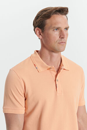Slim Fit Dar Kesim Polo Yaka Baskılı Pamuklu Tişört