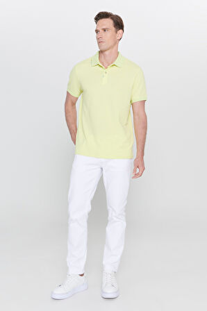 Slim Fit Dar Kesim Polo Yaka Baskılı Pamuklu Tişört