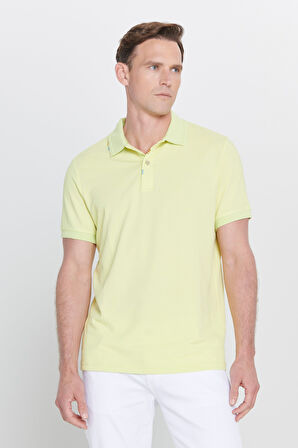 Slim Fit Dar Kesim Polo Yaka Baskılı Pamuklu Tişört