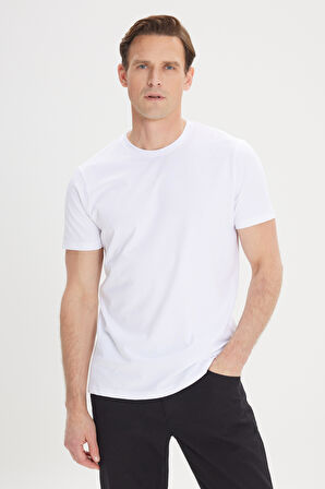 Slim Fit Dar Kesim Pamuklu Bisiklet Yaka Tişört