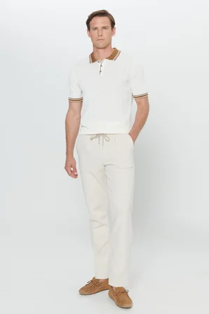 Slim Fit Dar Kesim Pamuklu Yan Cepli Örme Pantolon