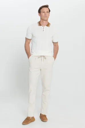 Slim Fit Dar Kesim Pamuklu Yan Cepli Örme Pantolon