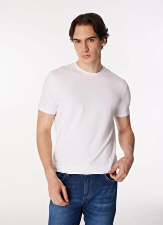 Bisiklet Yaka Beyaz Erkek T-Shirt 4C4800000012