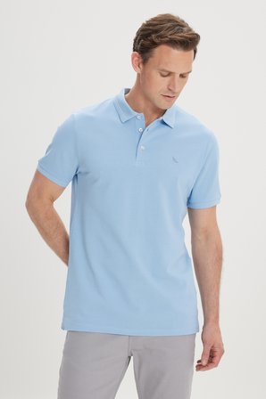 Slim Fit Dar Kesim Polo Yaka %100 Pamuk Kısa Kollu Tişört