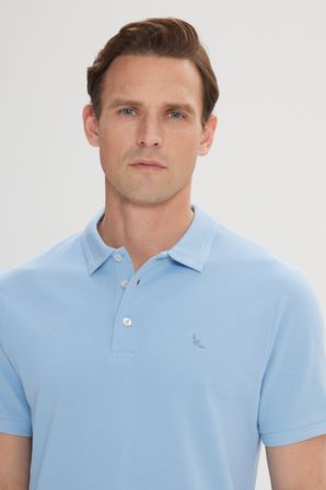 Slim Fit Dar Kesim Polo Yaka %100 Pamuk Kısa Kollu Tişört