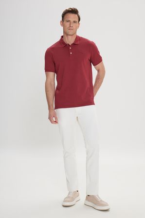 Slim Fit Dar Kesim Polo Yaka %100 Pamuk Kısa Kollu Tişört