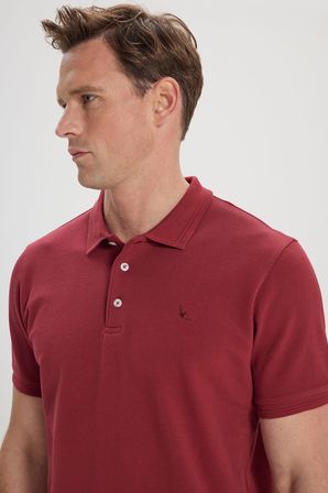 Slim Fit Dar Kesim Polo Yaka %100 Pamuk Kısa Kollu Tişört