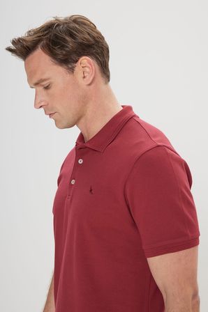 Slim Fit Dar Kesim Polo Yaka %100 Pamuk Kısa Kollu Tişört