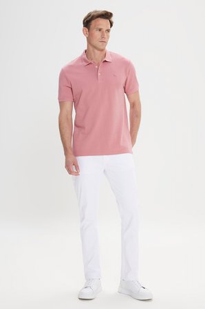 Slim Fit Dar Kesim Polo Yaka %100 Pamuk Kısa Kollu Tişört