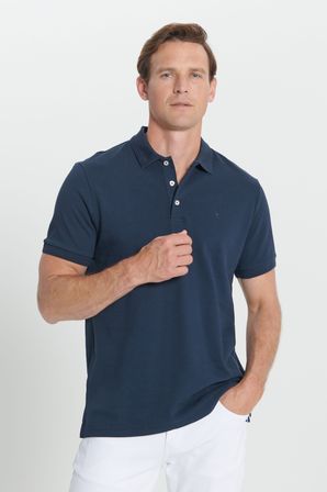 Slim Fit Dar Kesim Polo Yaka %100 Pamuk Kısa Kollu Tişört