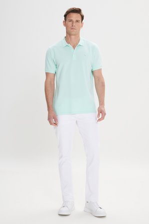 Slim Fit Dar Kesim Polo Yaka %100 Pamuk Kısa Kollu Tişört