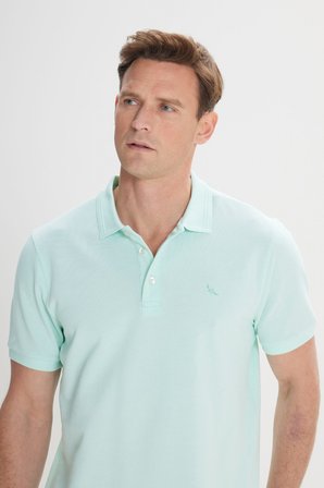 Slim Fit Dar Kesim Polo Yaka %100 Pamuk Kısa Kollu Tişört