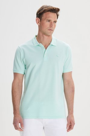 Slim Fit Dar Kesim Polo Yaka %100 Pamuk Kısa Kollu Tişört