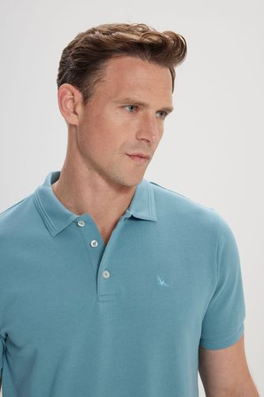Slim Fit Dar Kesim Polo Yaka %100 Pamuk Kısa Kollu Tişört